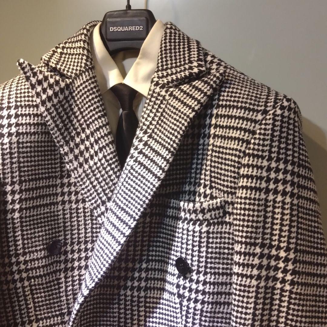 ダブル チェスターコート グレンチェック テーラードジャケット スーツ