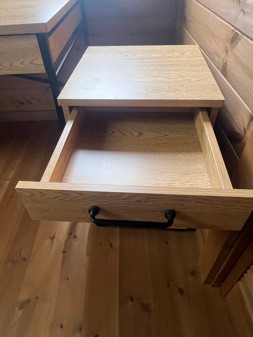 【美品LOWYA】ナチュラルカラーデスク キャスター付きキャビネットセット