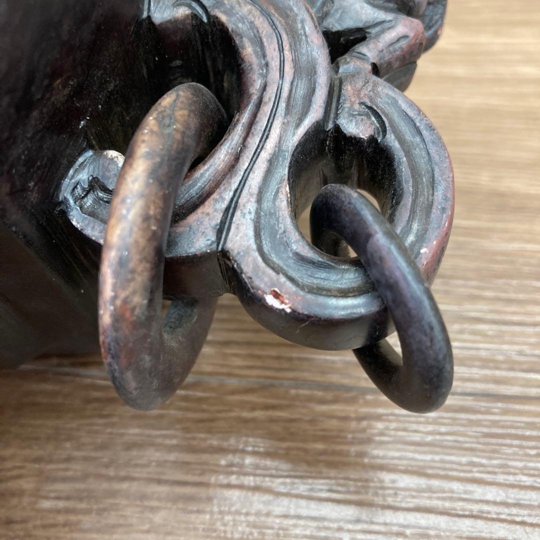 E-4 【希少】馬 彫刻 香炉 飾り壺 三足 蓋なし アンティーク 骨董品 イン