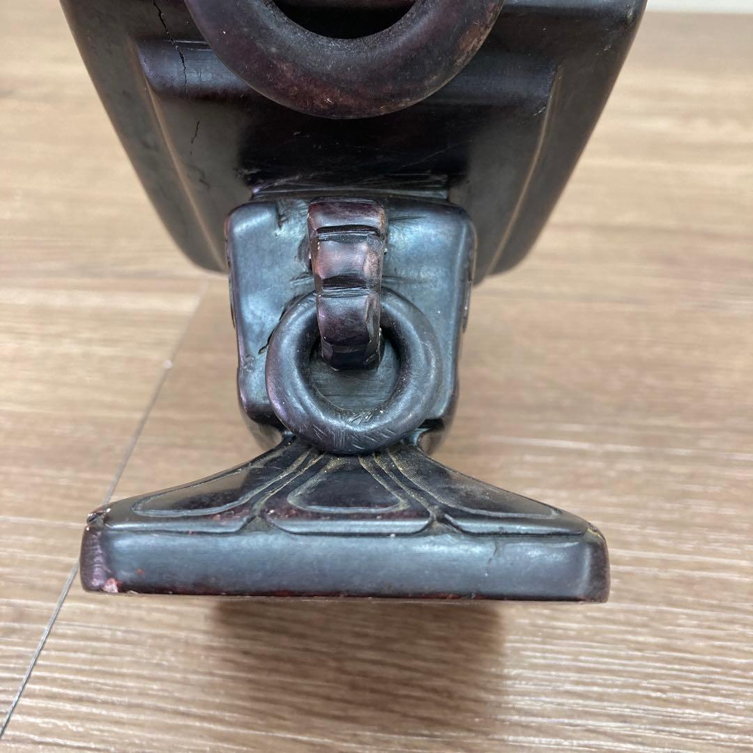 E-4 【希少】馬 彫刻 香炉 飾り壺 三足 蓋なし アンティーク 骨董品 イン