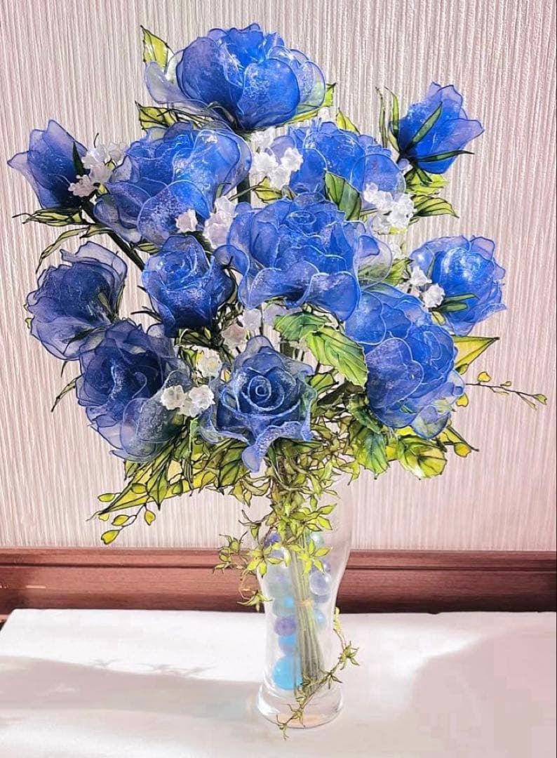 アメリカンフラワー　ディップフラワーNO194（薔薇・シュガーパイン・かすみ草）