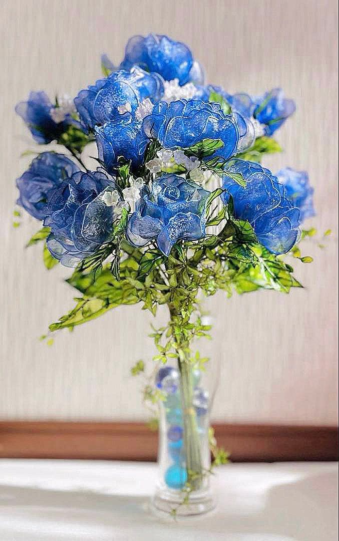 アメリカンフラワー　ディップフラワーNO194（薔薇・シュガーパイン・かすみ草）