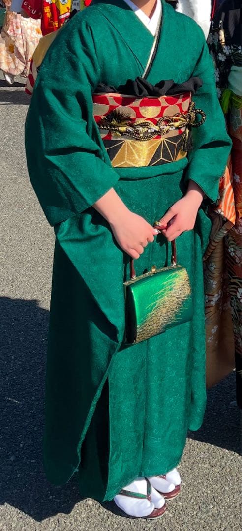 振袖　無地　緑 値下げ可能！