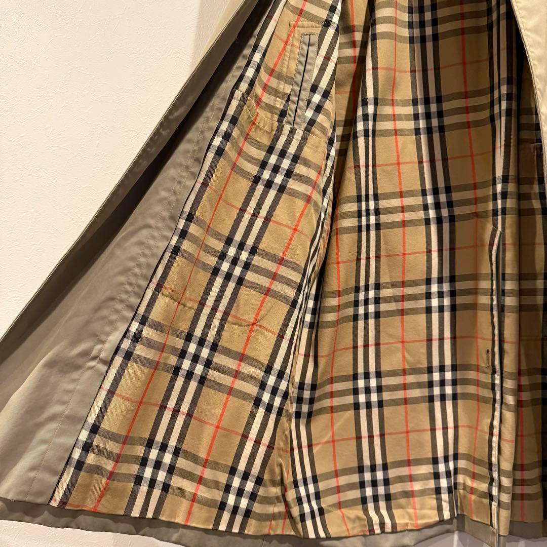 美品‼️バーバリー　ステンカラーコート ノバチェック　ウールライナー付き 玉虫色