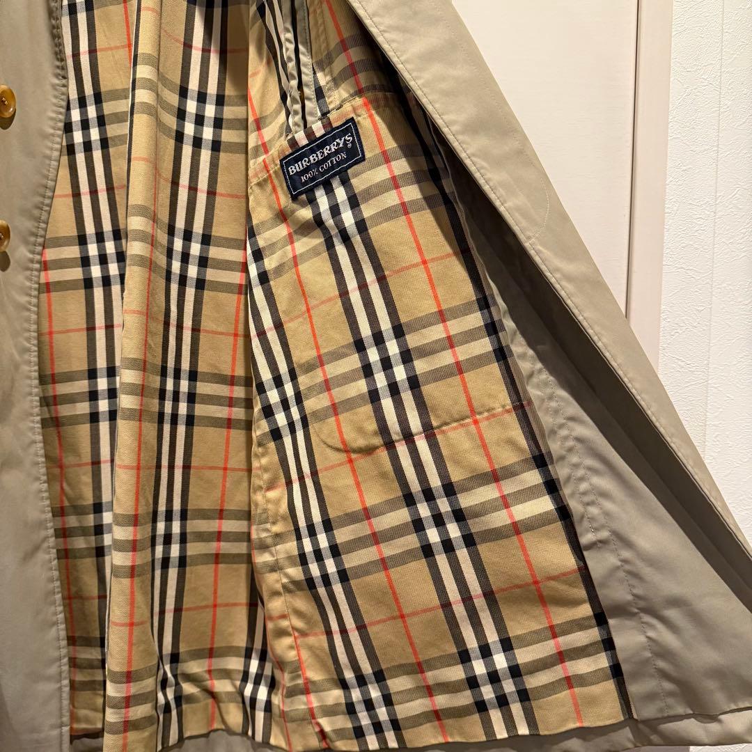 美品‼️バーバリー　ステンカラーコート ノバチェック　ウールライナー付き 玉虫色