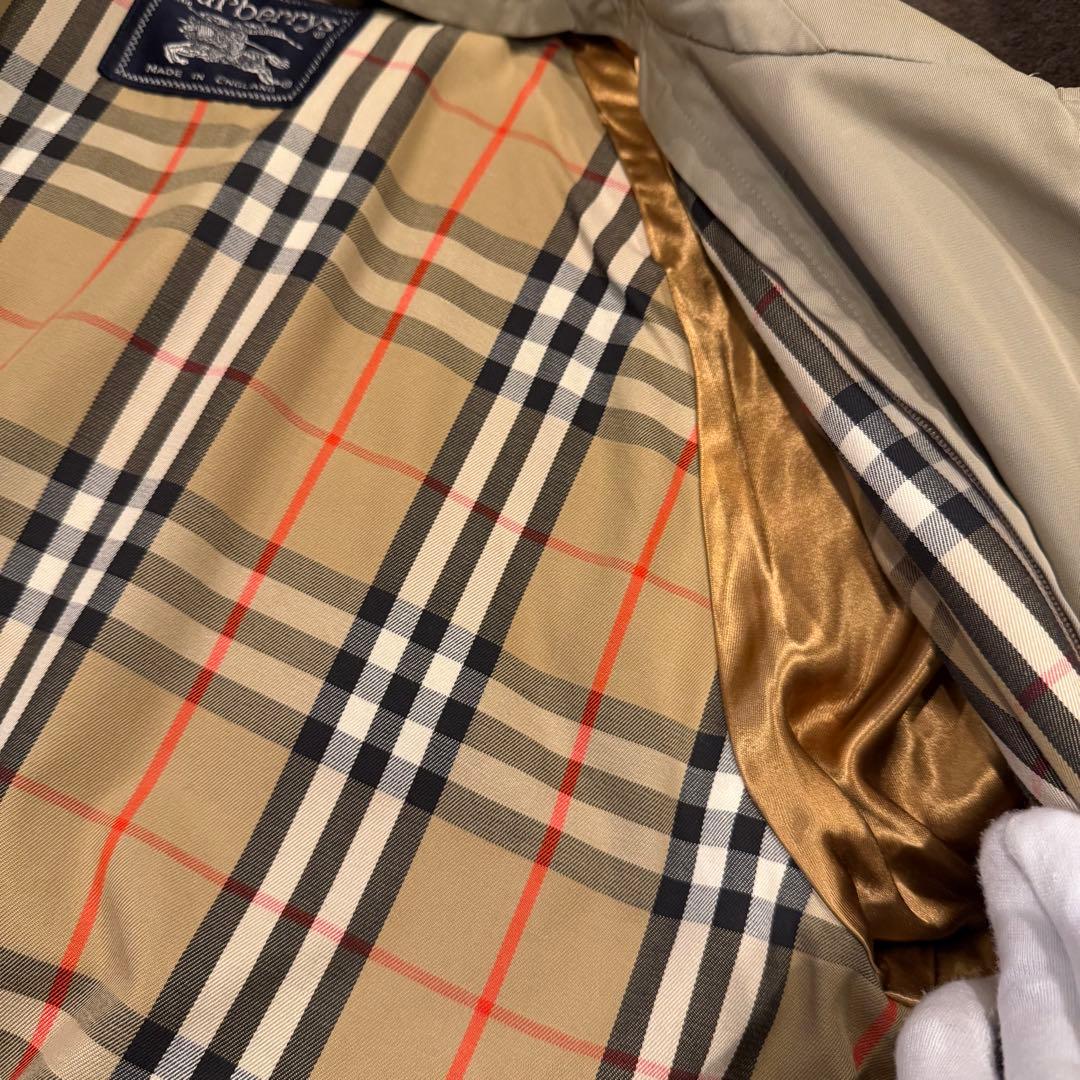 美品‼️バーバリー　ステンカラーコート ノバチェック　ウールライナー付き 玉虫色
