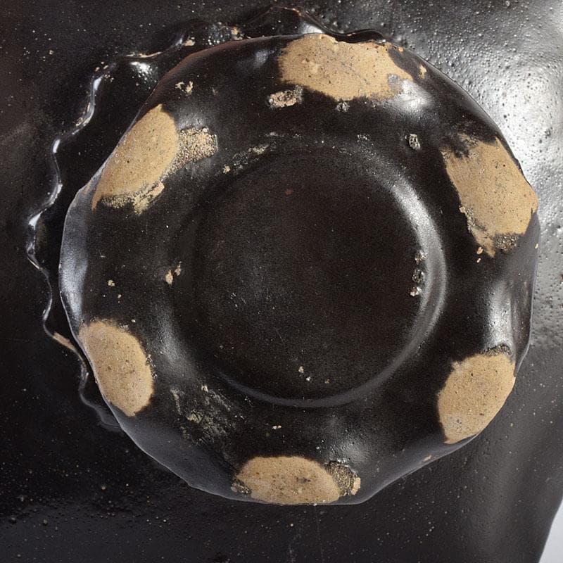 中国　南宋　窯変　天目高杯輪花皿　C　7055