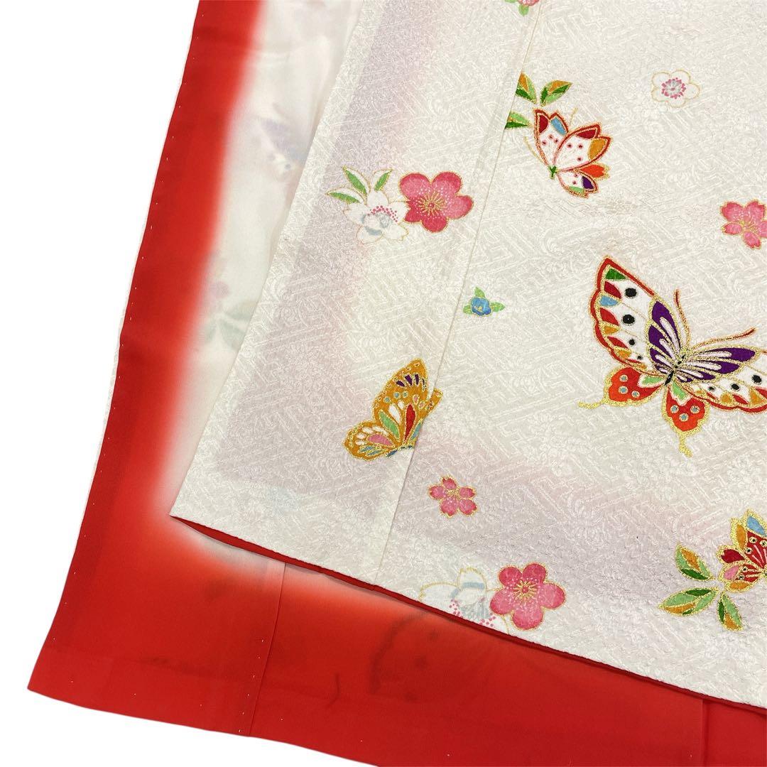 ◎mk-3293　女児　振袖　着物　ちょうちょ　　11-14