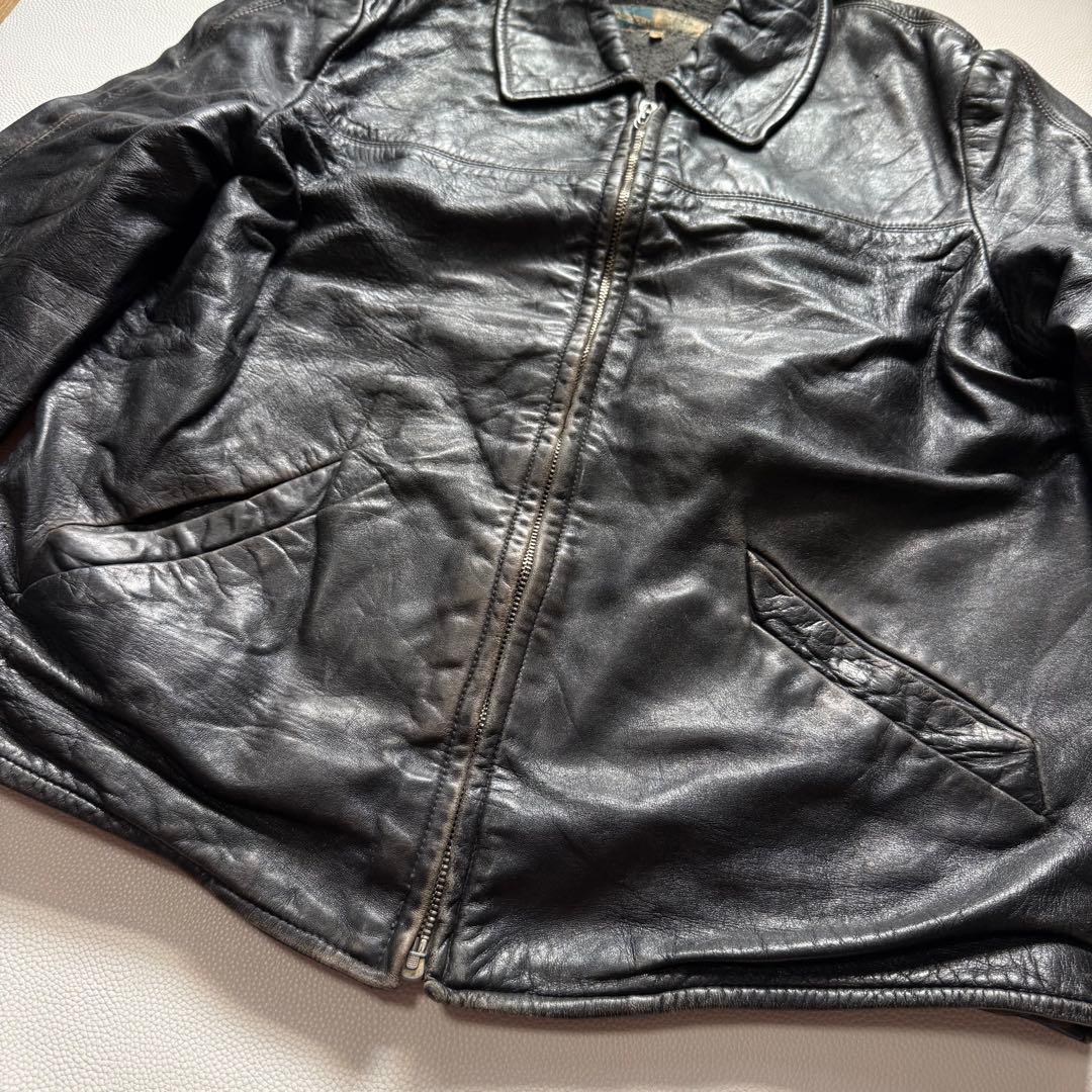40s 50s モーターサイクルジャケット コの字留めWICOジップ