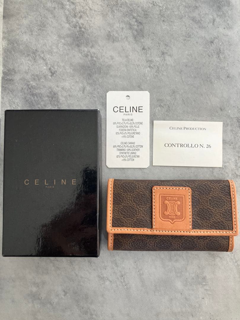 【箱付】CELINE マカダム柄 キーケース