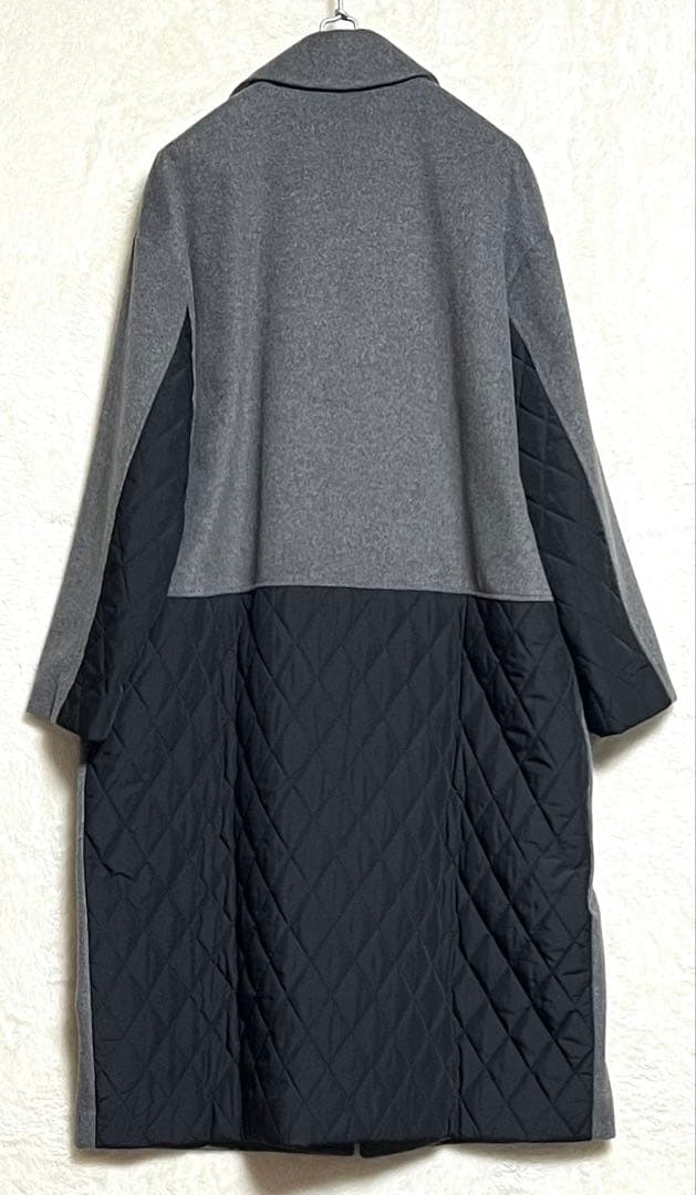 《ANIECA》アニーカ　キルティングロングコート　ゆったりデザイン　ウール混