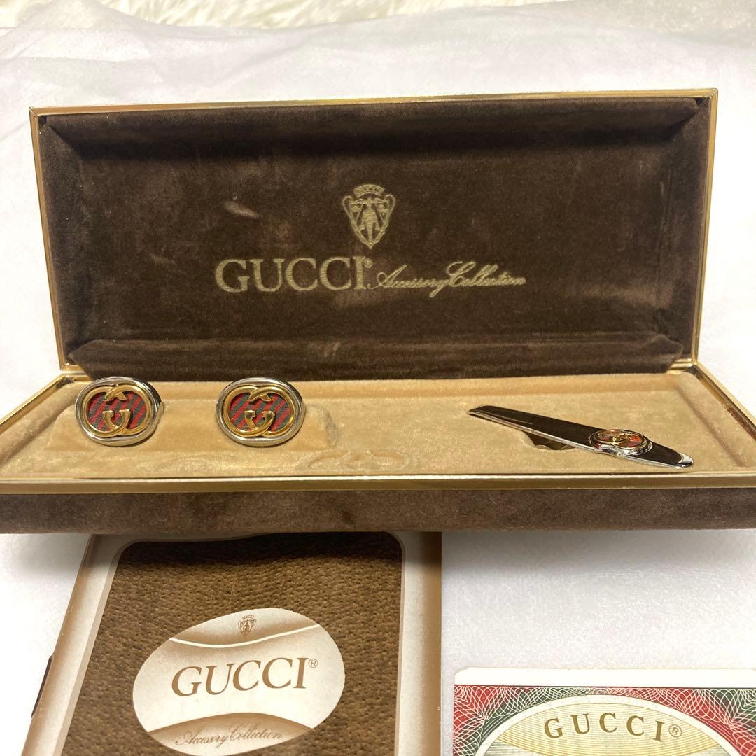 希少【美品】GUCCI カフス&タイピンセット シェリーライン グッチ