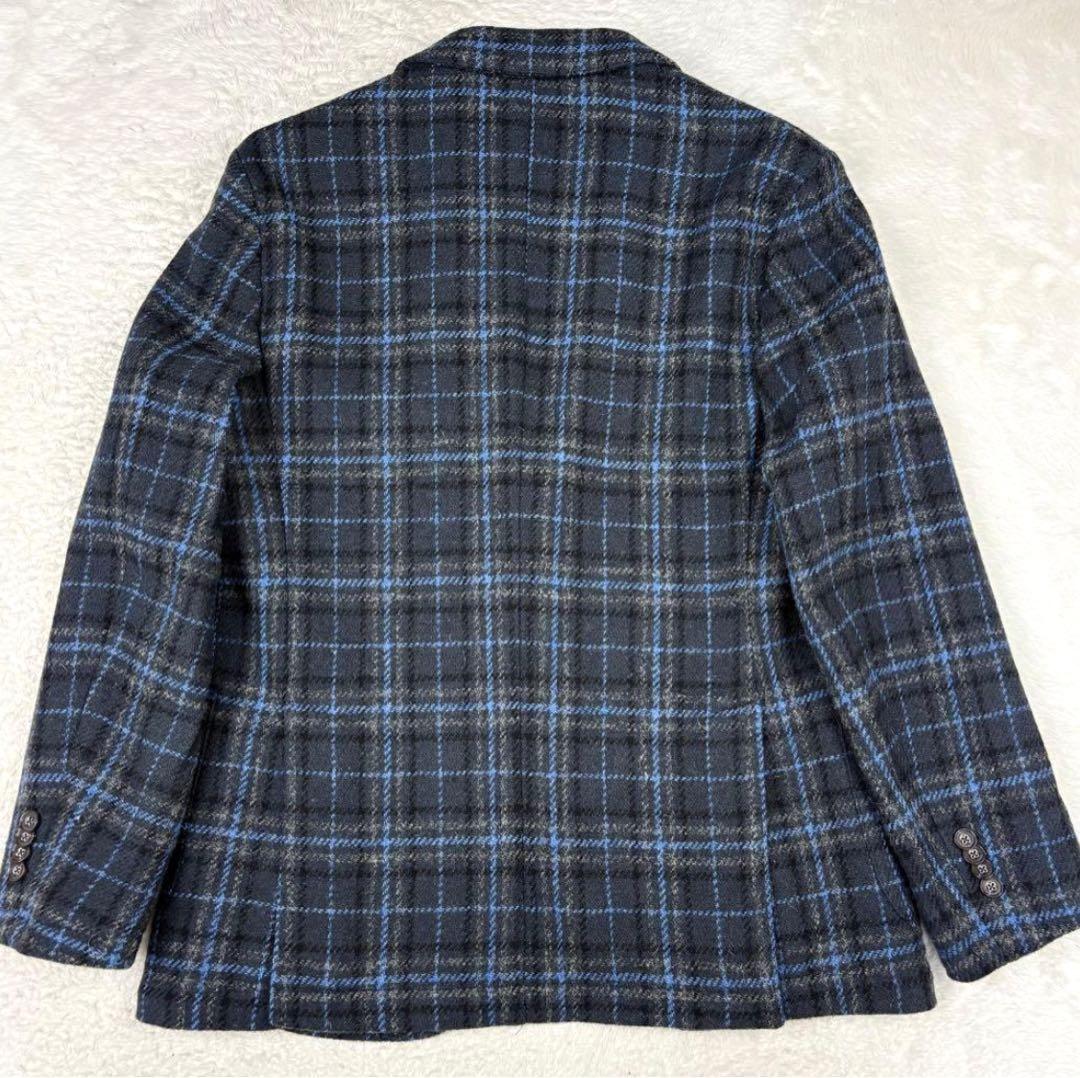 ジーステージ ハリスツイード テーラードジャケット ブートニエール チェック48