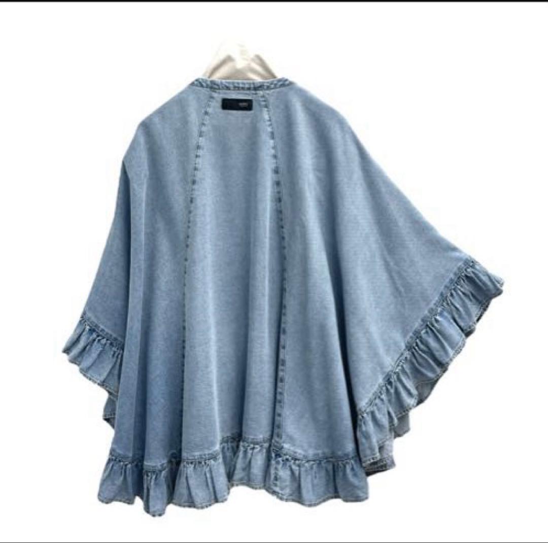 ayane アヤン テンセルデニムフリルポンチョ ブリーチ