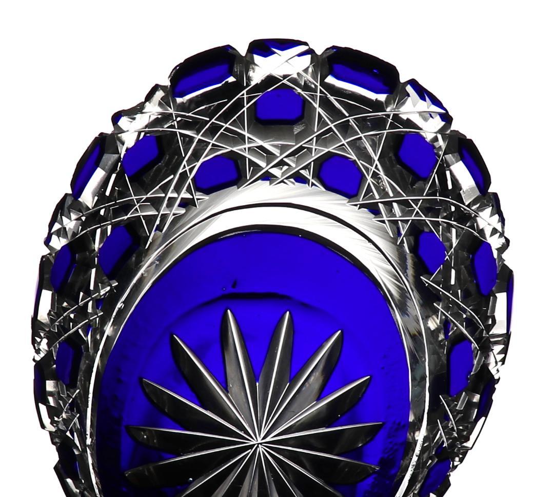 オールド・バカラ 最上級作品 青色被せ 切子 皿 ディアマン・ピエー