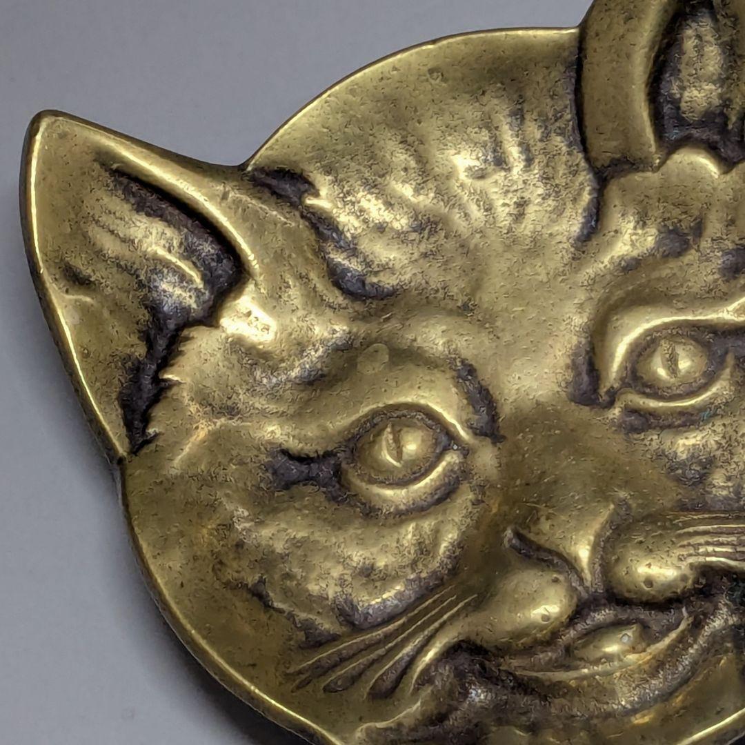 フランス　ビンテージ雑貨　アンティーク猫プレート　アスティエ　真鍮　美品　②