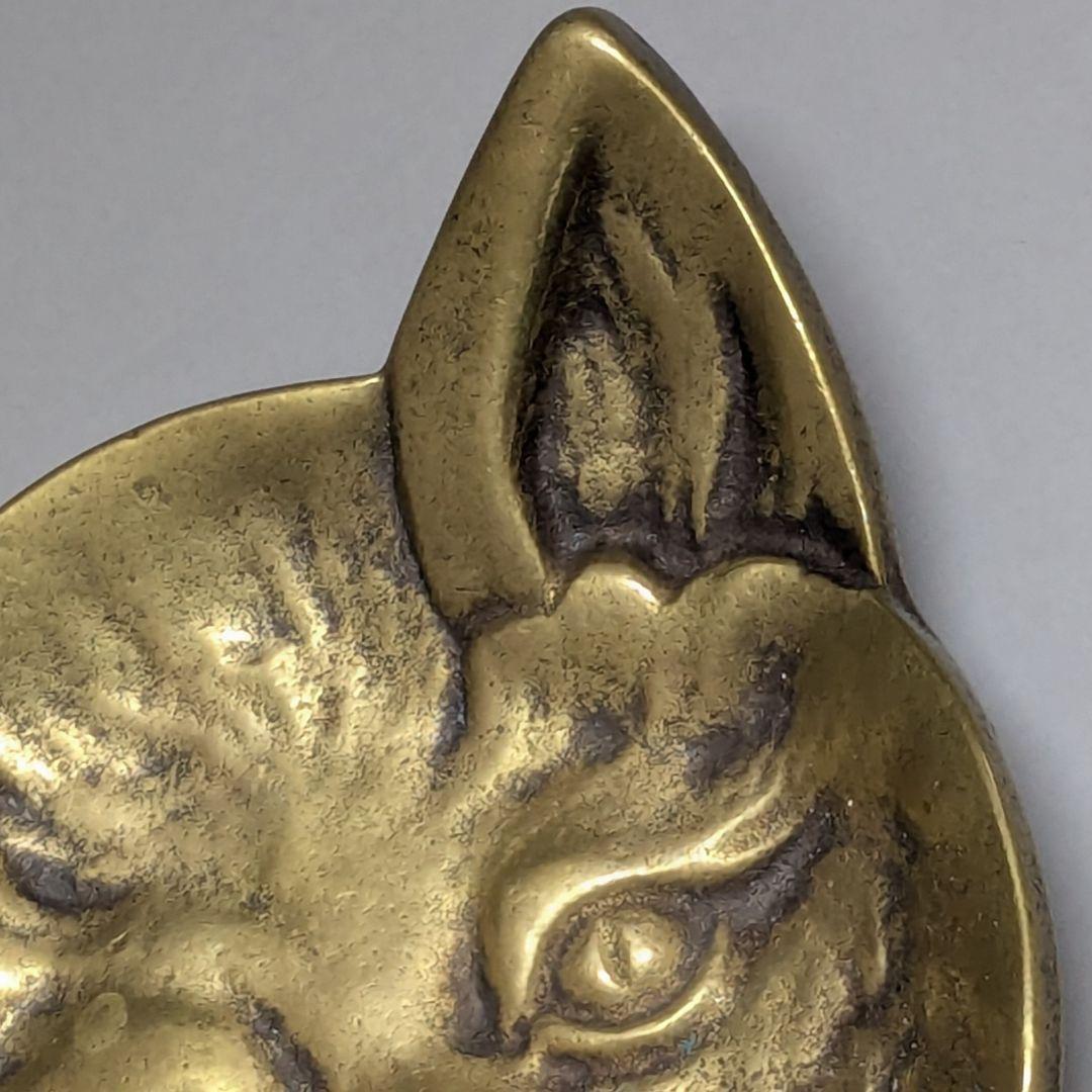 フランス　ビンテージ雑貨　アンティーク猫プレート　アスティエ　真鍮　美品　②
