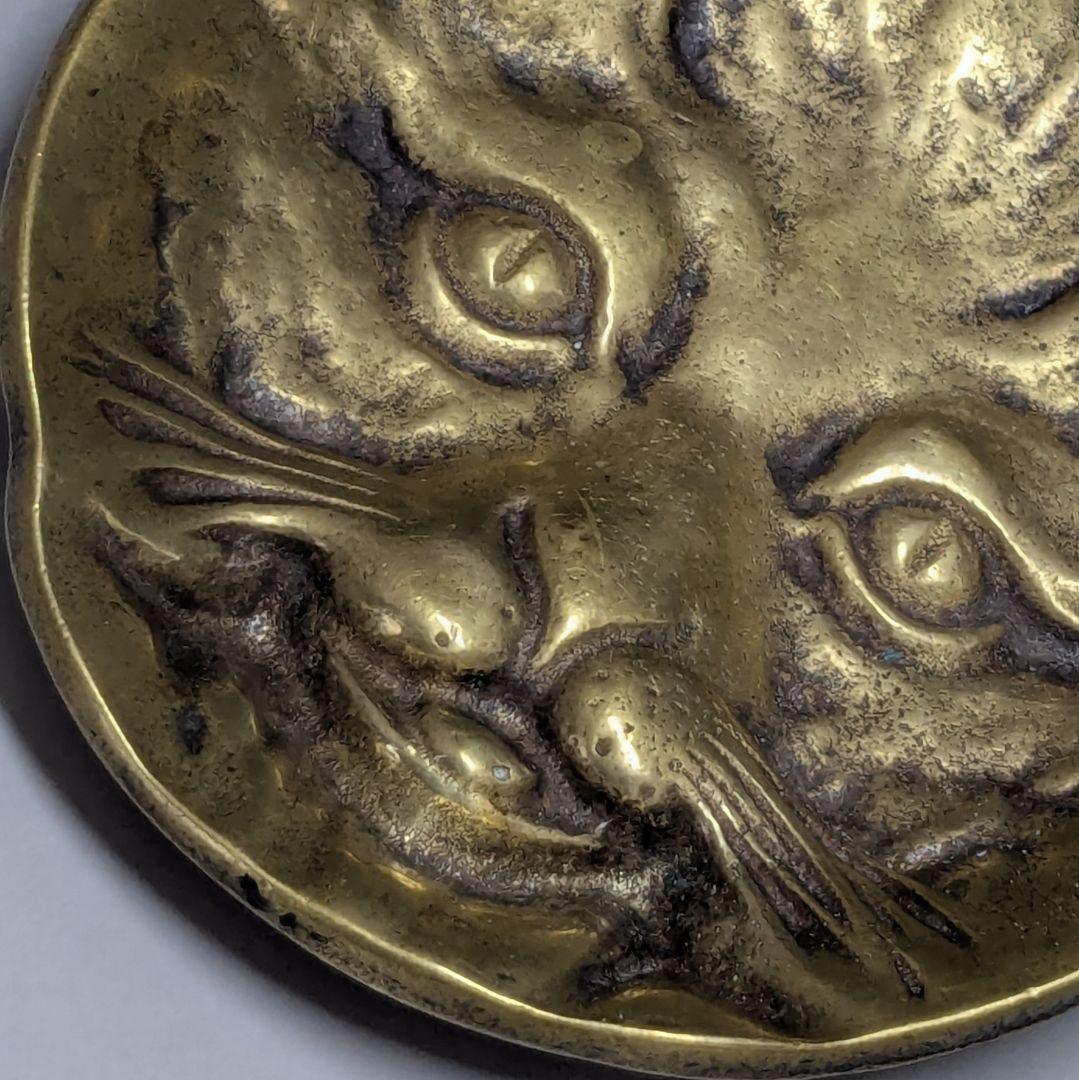 フランス　ビンテージ雑貨　アンティーク猫プレート　アスティエ　真鍮　美品　②