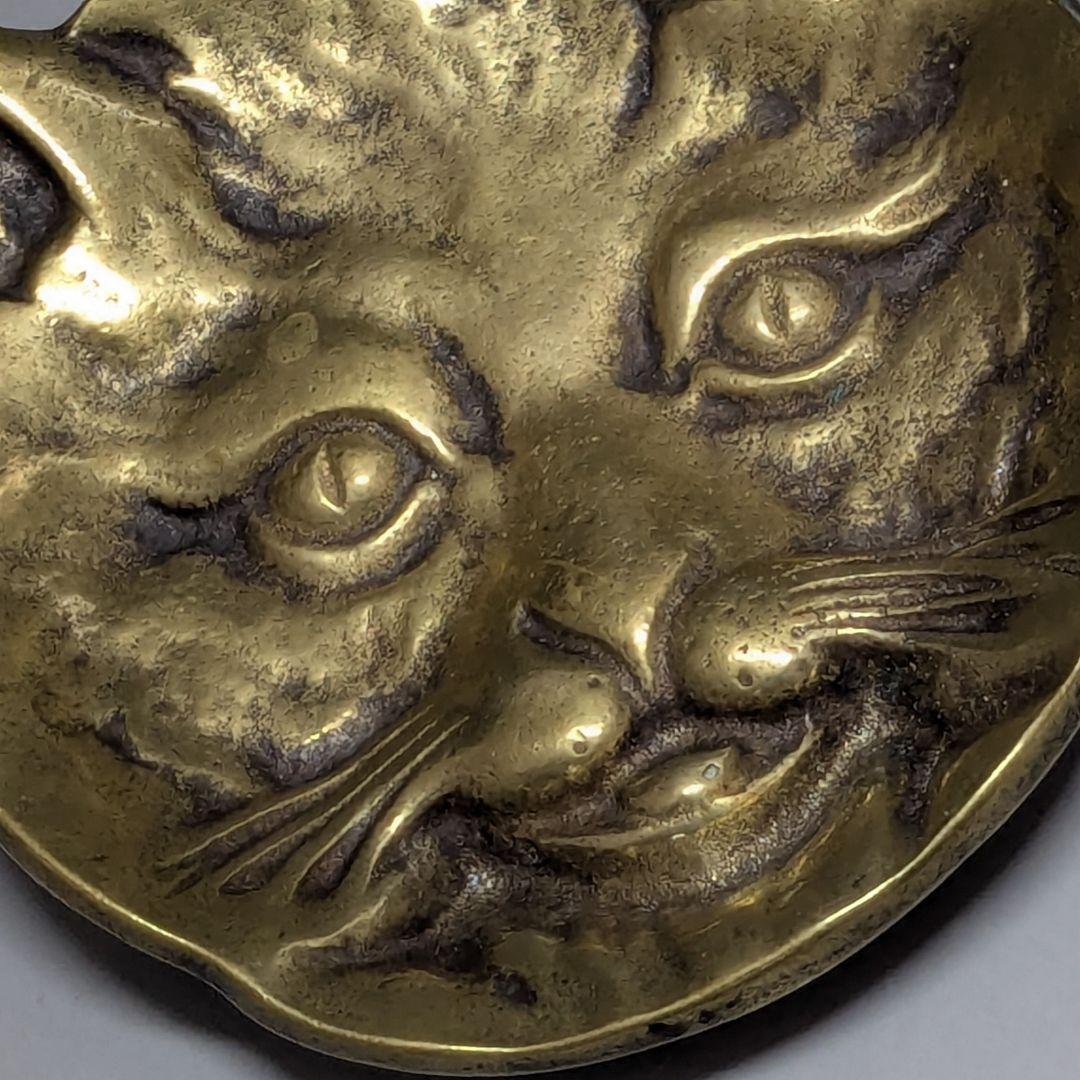 フランス　ビンテージ雑貨　アンティーク猫プレート　アスティエ　真鍮　美品　②