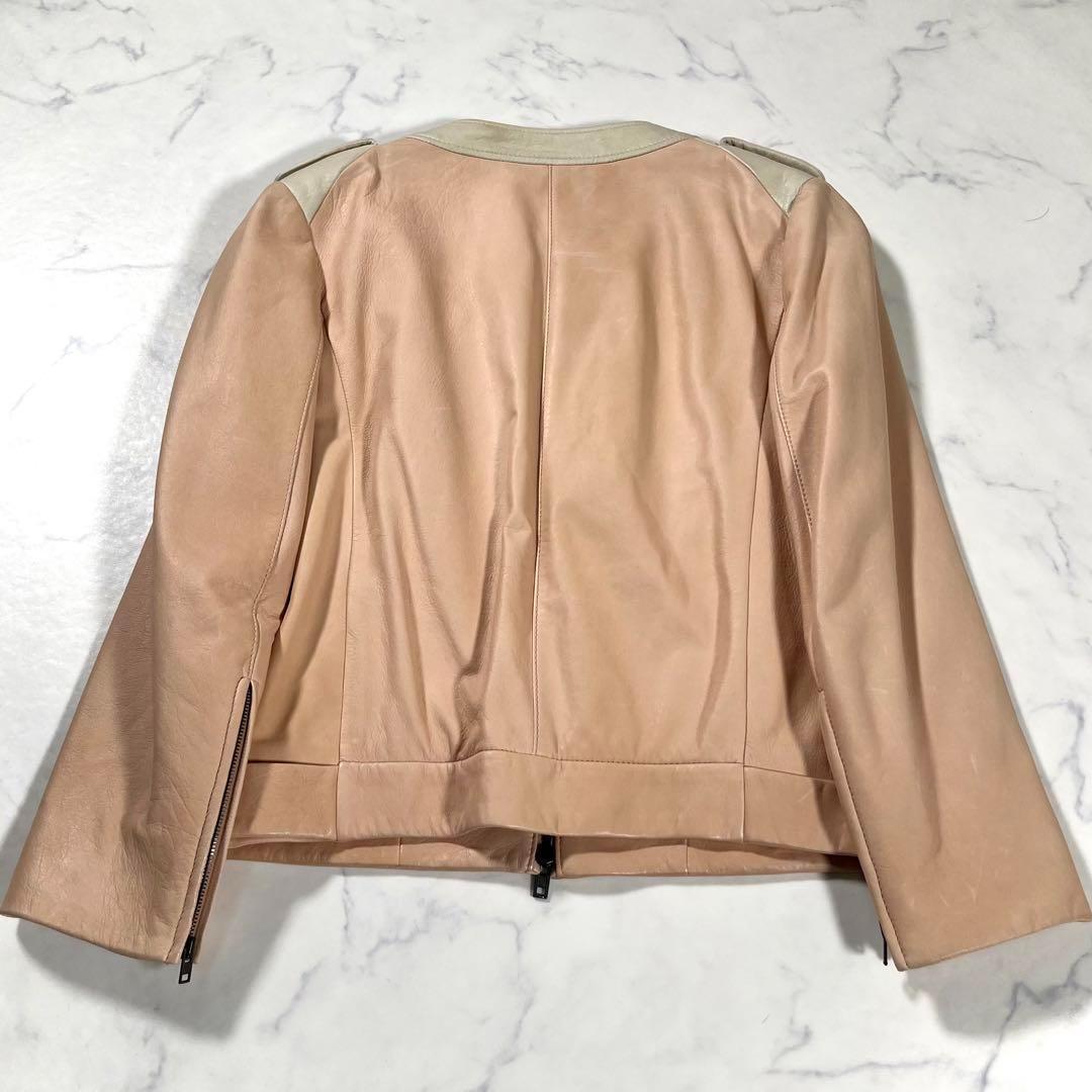 MIU MIU ミュウミュウ　フリル　バイカラー　レザージャケット　ライダース