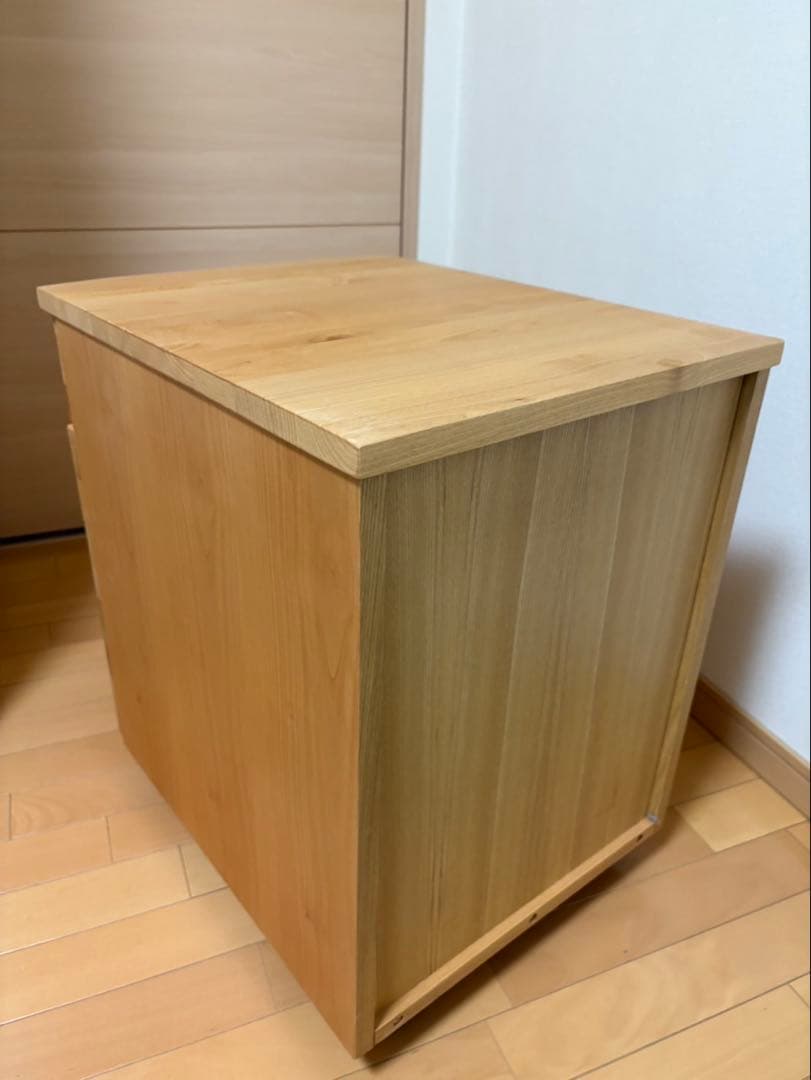 【フジ】アクタス　ナチュラルウッド 3段チェスト キャスター付き