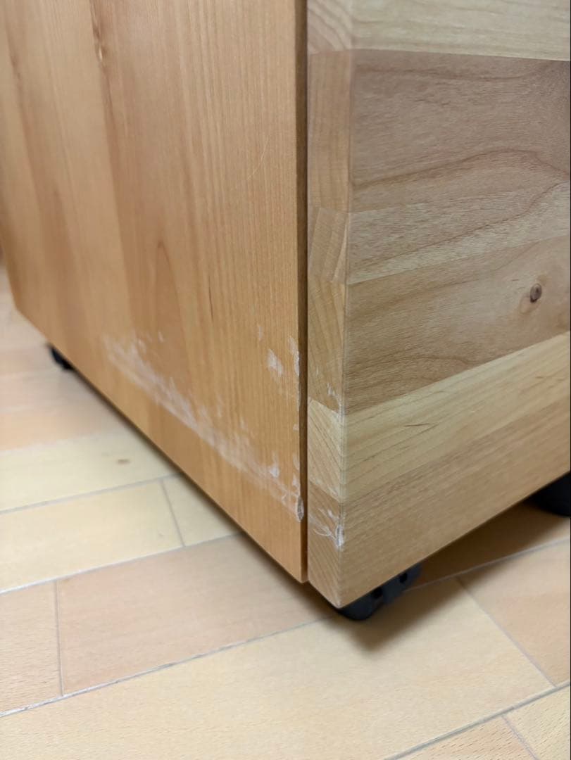 【フジ】アクタス　ナチュラルウッド 3段チェスト キャスター付き