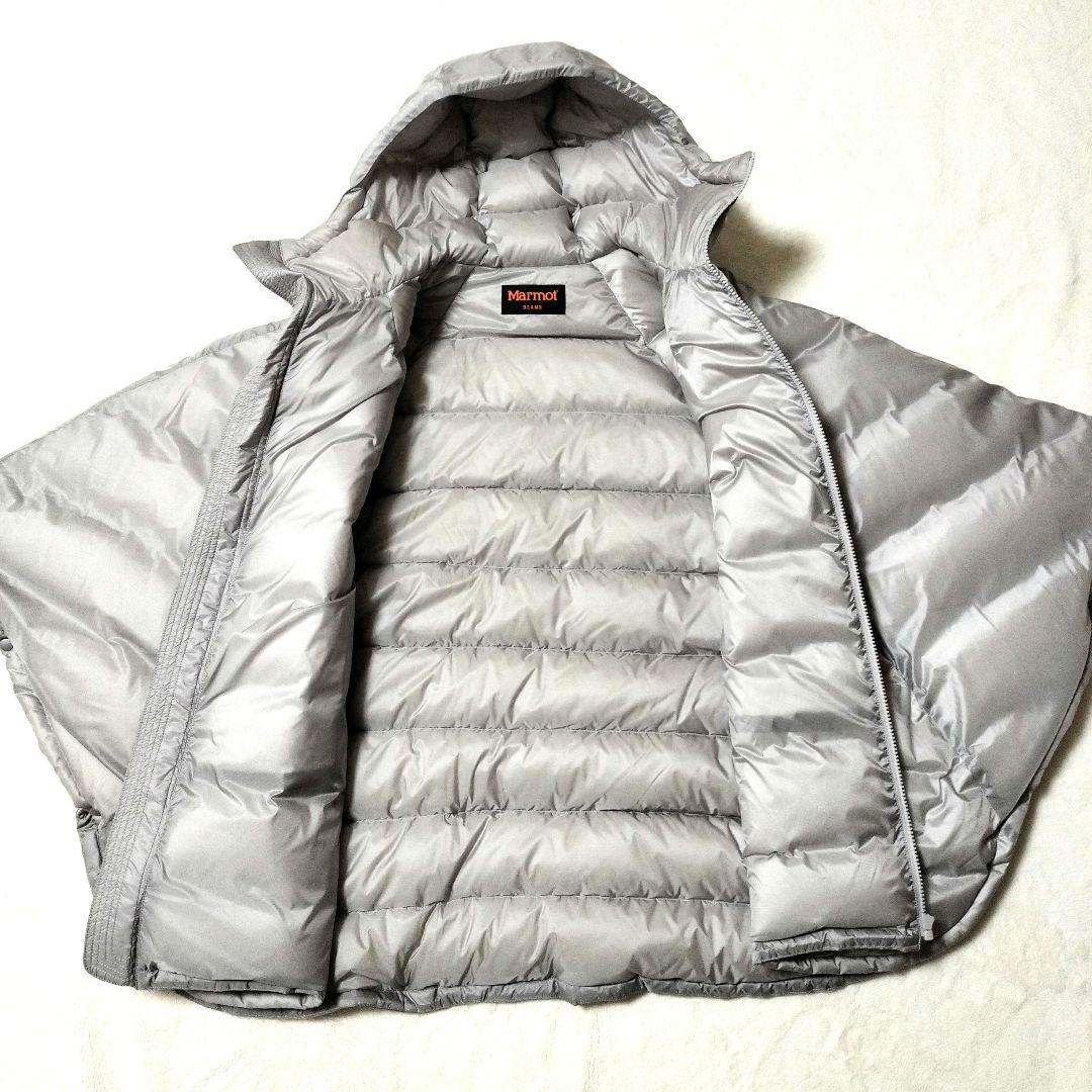 希少】Marmot×BEAMS ダウンコート ポンチョ 男女◯ シルバーグレー