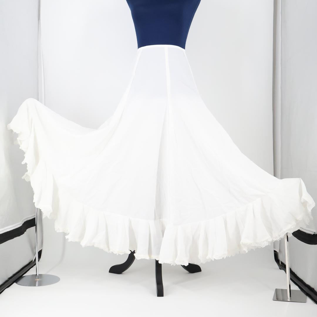 美品 フラメンコ衣装】ホワイト ファルダ ペチコート スカート 白 薄い