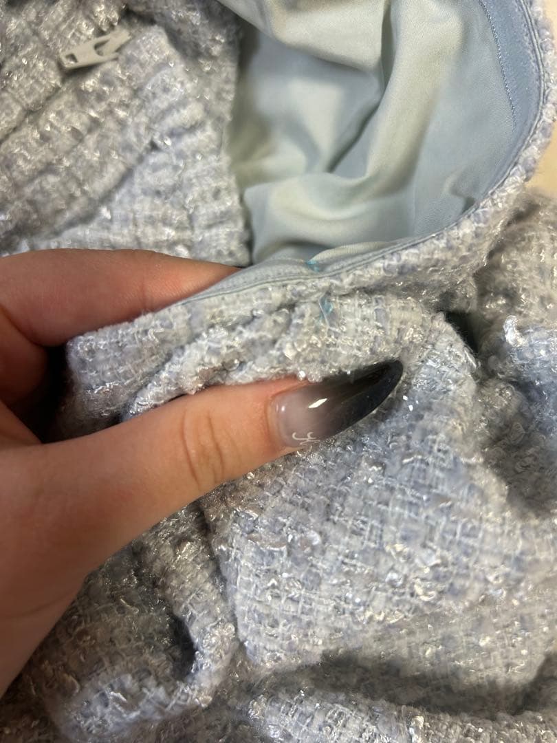 ダーリッチ ホルターネックオフショルツイードトップス