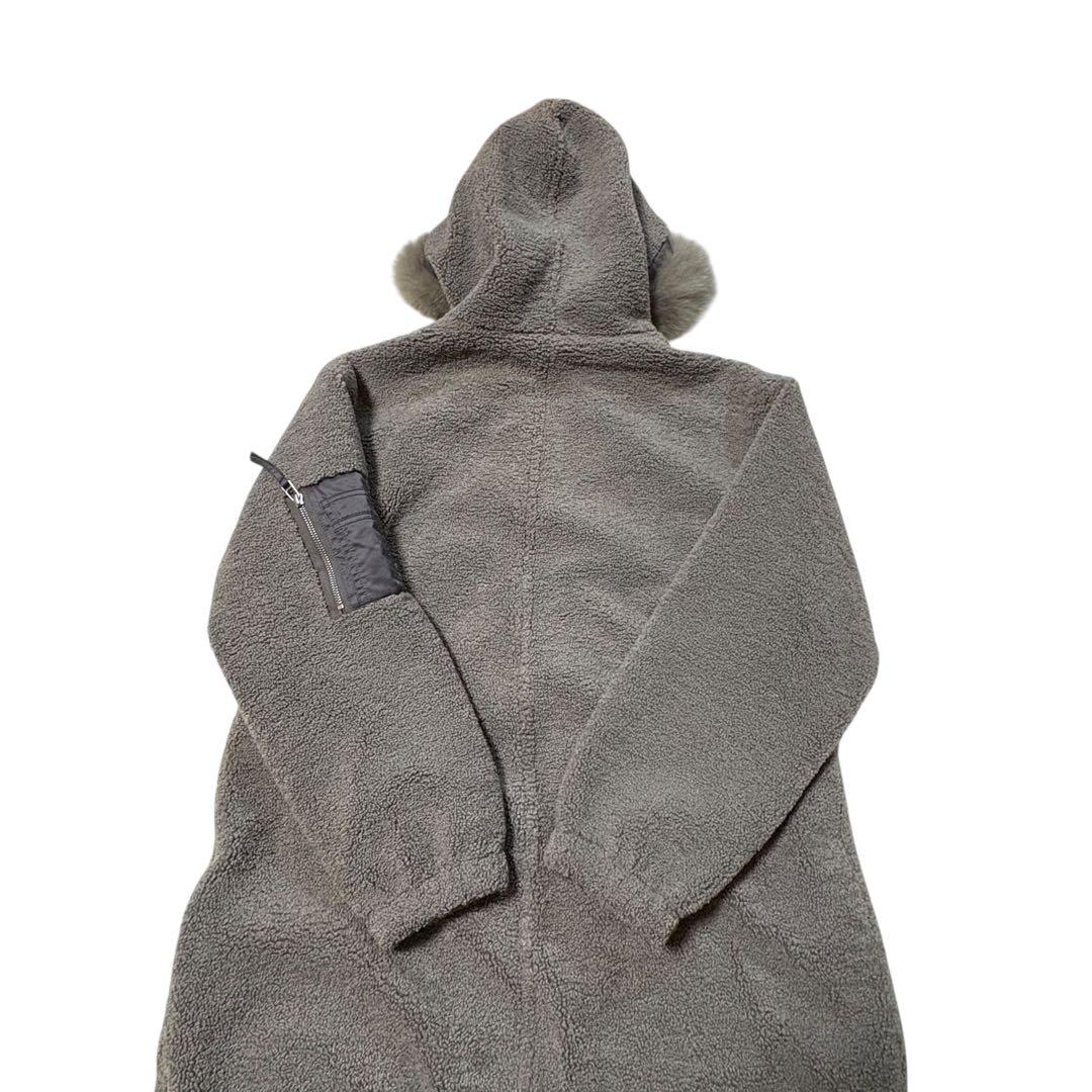 ラディエイト☆ファーフーデッドボアコート ロングコート フォックス