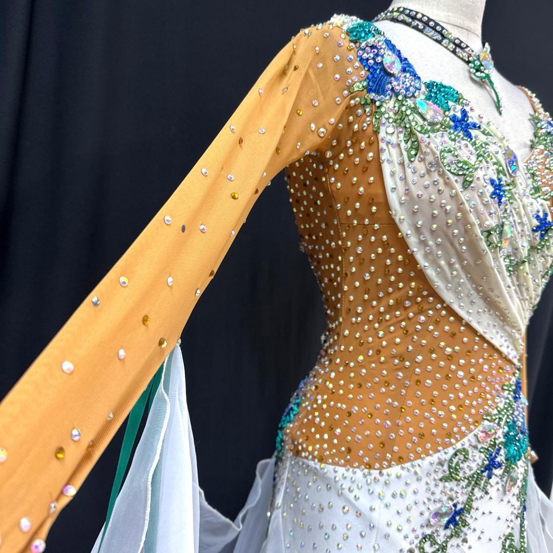 ラビット様Y6029★M オフ白 スワロミックス スタンダードドレス 社交ダンス