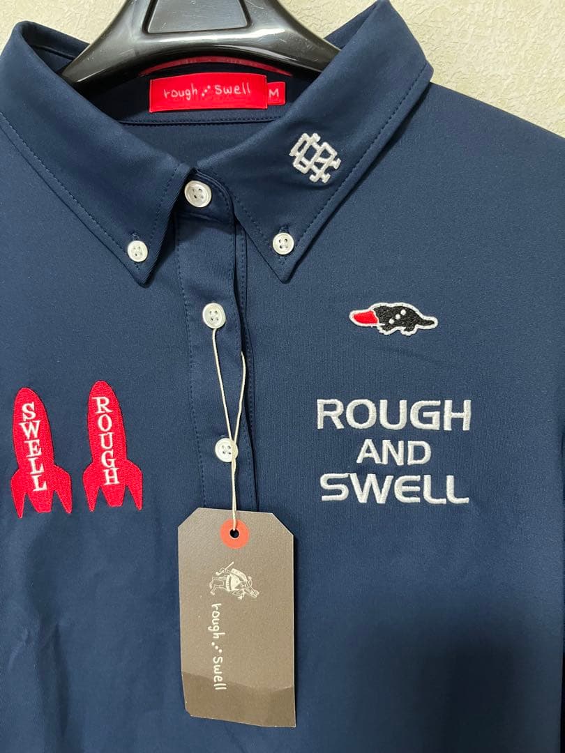 新品　ROUGH AND SWELL ネイビー 長袖ポロシャツ M