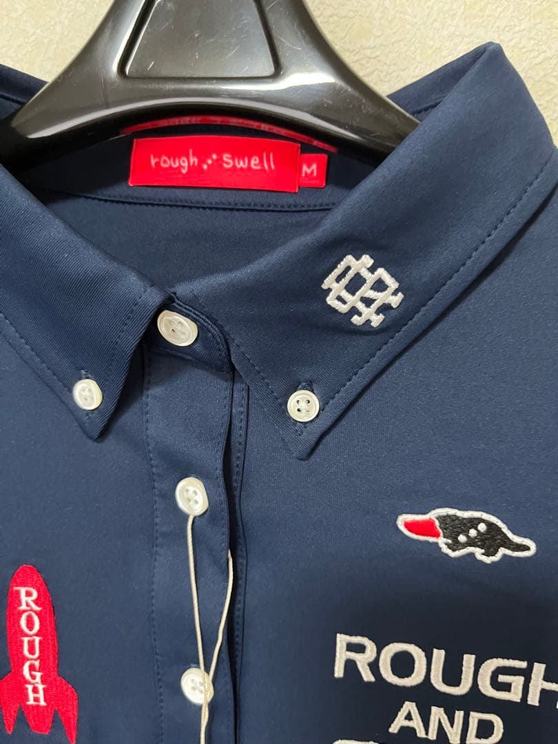 新品　ROUGH AND SWELL ネイビー 長袖ポロシャツ M