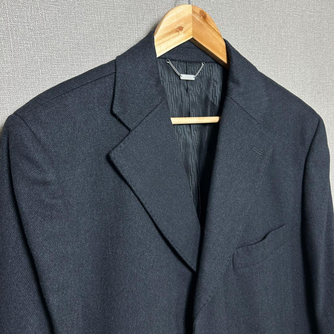 美品】アランドロン カシミヤブレンド ヘリンボーン柄チェスターコート