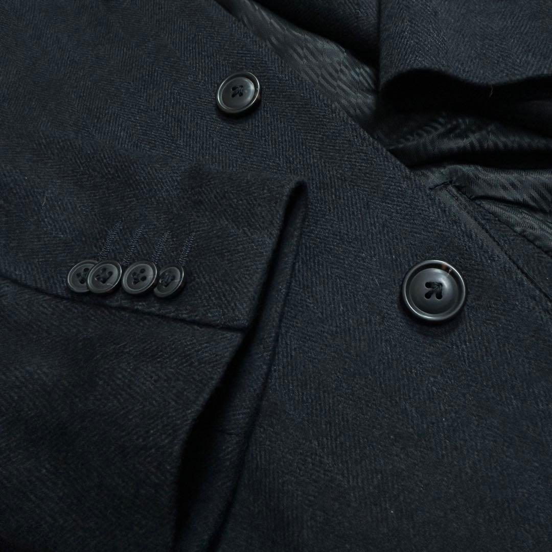 美品】アランドロン カシミヤブレンド ヘリンボーン柄チェスターコート