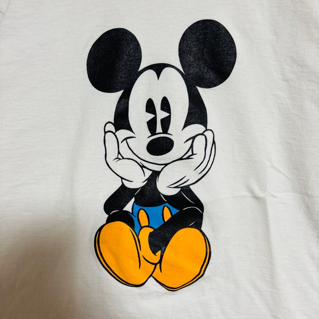 希少】ディズニー ミッキー Tシャツ Lサイズ 青パン お座り 両面