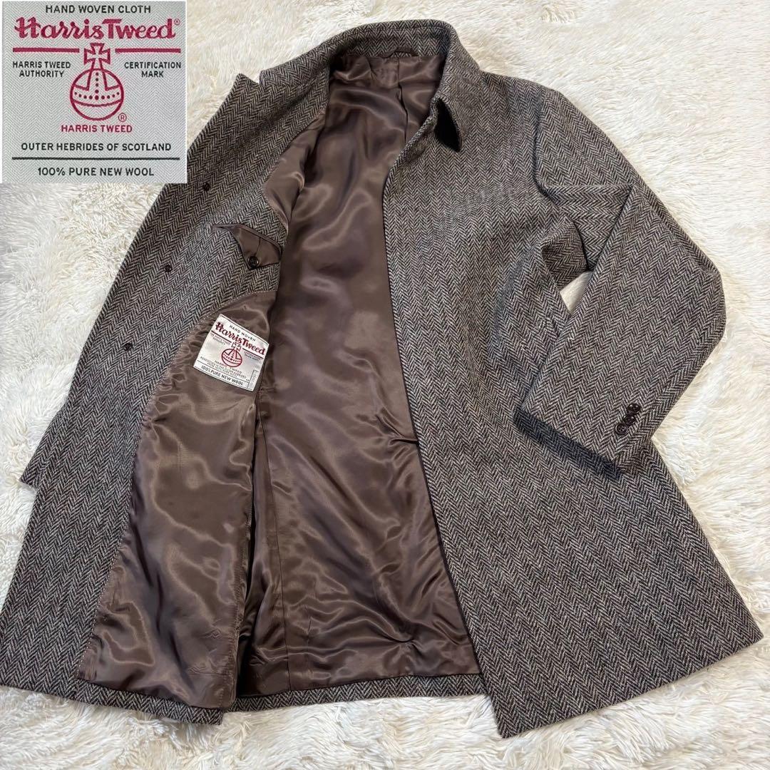 美品】Le Chic✖️ハリスツイード へリンボ ーン ステンカラー Lサイズ