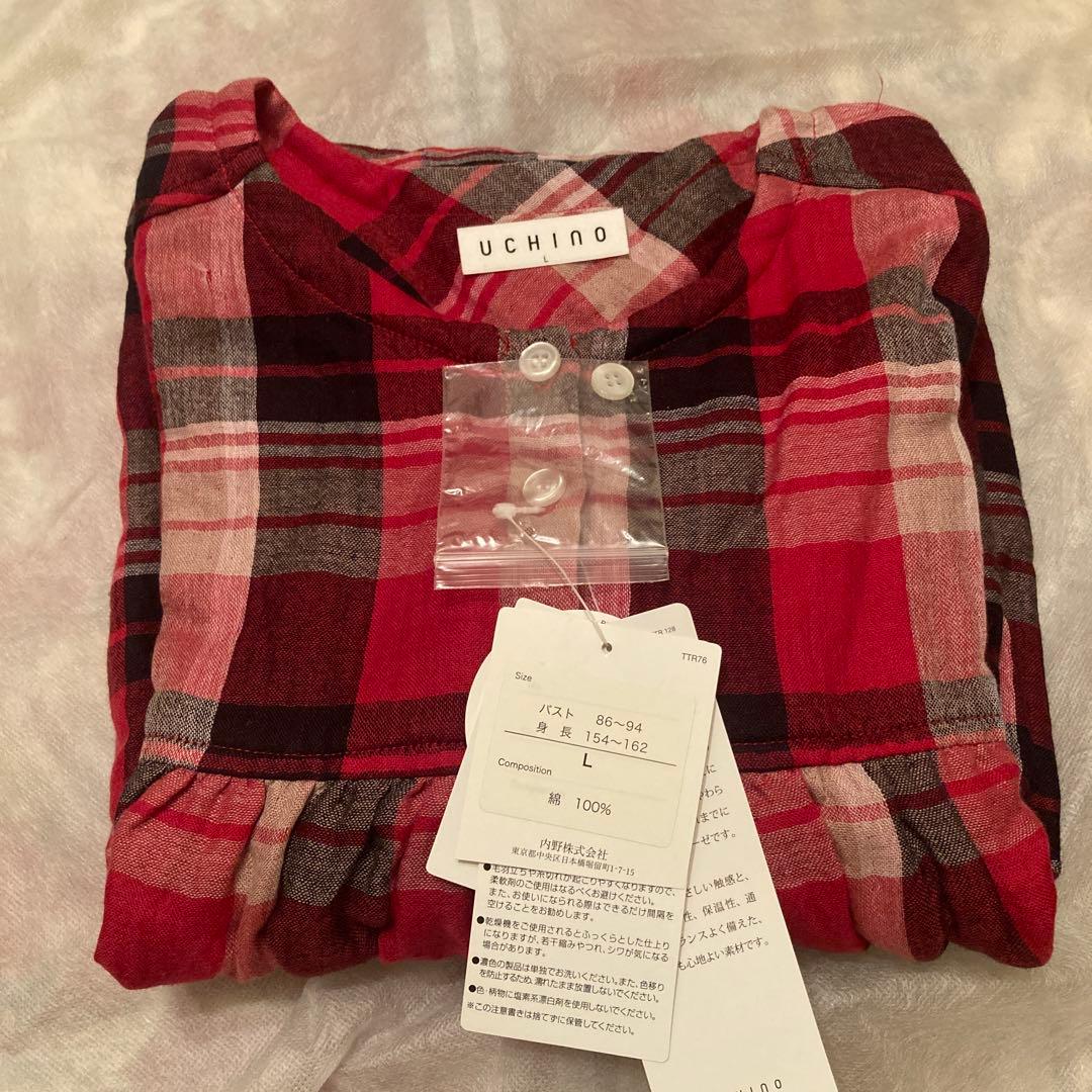 新品　UCHINO チェック柄 パジャマ L