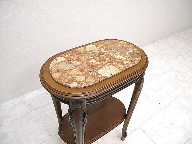 イタリア製 大理石トップ サイドテーブル 花台 W52cmD32cmH75cm