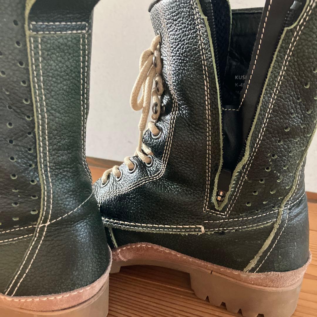kushitani ダークグリーン レザー ハイカットブーツ26cm