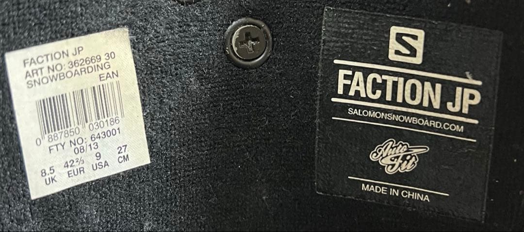 【即日発送】スノボ　SALOMON サロモン　FACTION JP 27.0cm