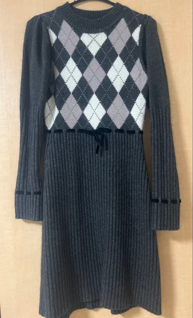 Herlipto　Moor Argyle Ribbon Knit Dress