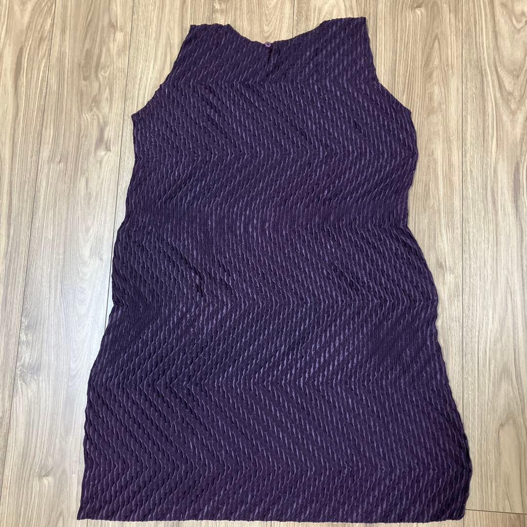 ISSEY MIYAKE パープル ノースリーブ ワンピース