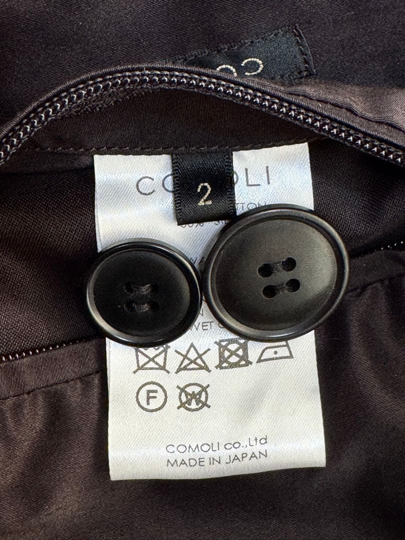 COMOLI コモリ　コットンシルク フーデッドコート　サイズ2