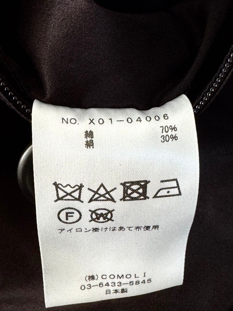COMOLI コモリ　コットンシルク フーデッドコート　サイズ2