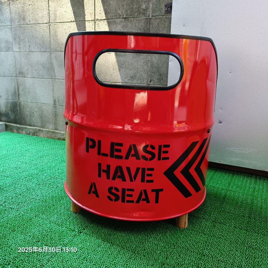 ドラム缶remakeアートチェア！レッドNo.2