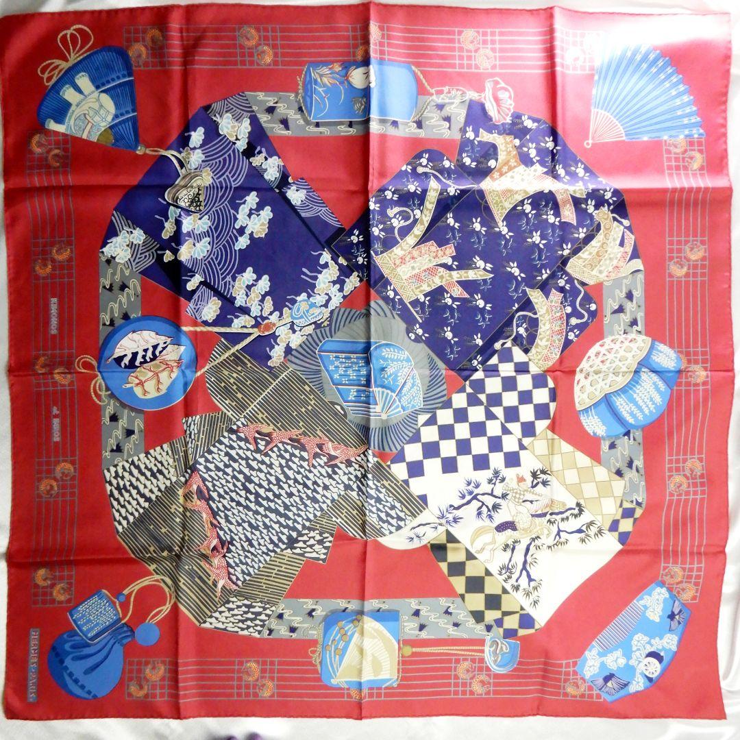 レア!HERMES　カレ90　KIMONOS et INROS 着物と印籠　和風