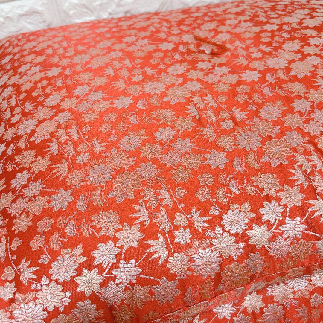 高級 金襴生地 座布団 4枚セット 朱色　オレンジ 仏前座布団 御前座布団 和室