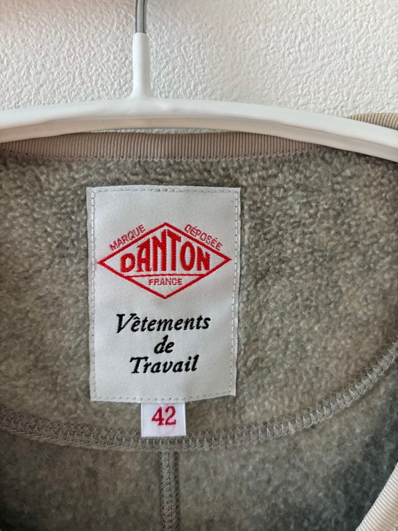 【マーブル、L、美品】DANTON ノーカラー フリース カーディガン
