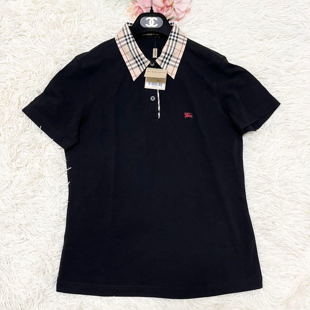 未使用　BURBERRY バーバリー ノバチェック 半袖　刺繍　ポロシャツ　L